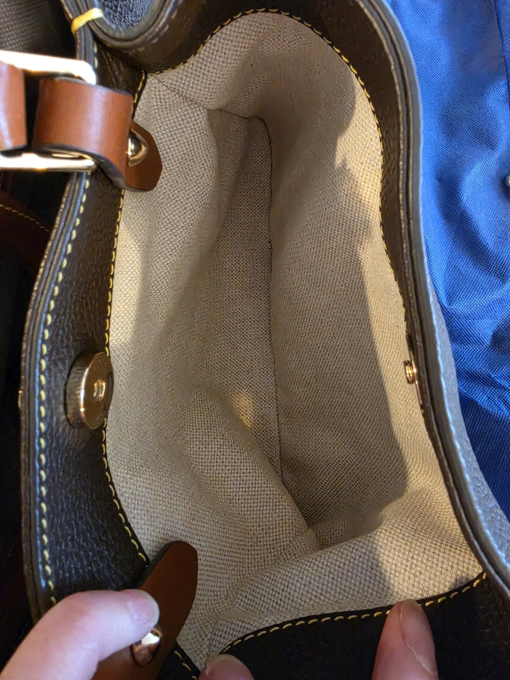 Dooney & Bourke Pebbled Leather Barlow Satchel -dark Brown With Tan Trim